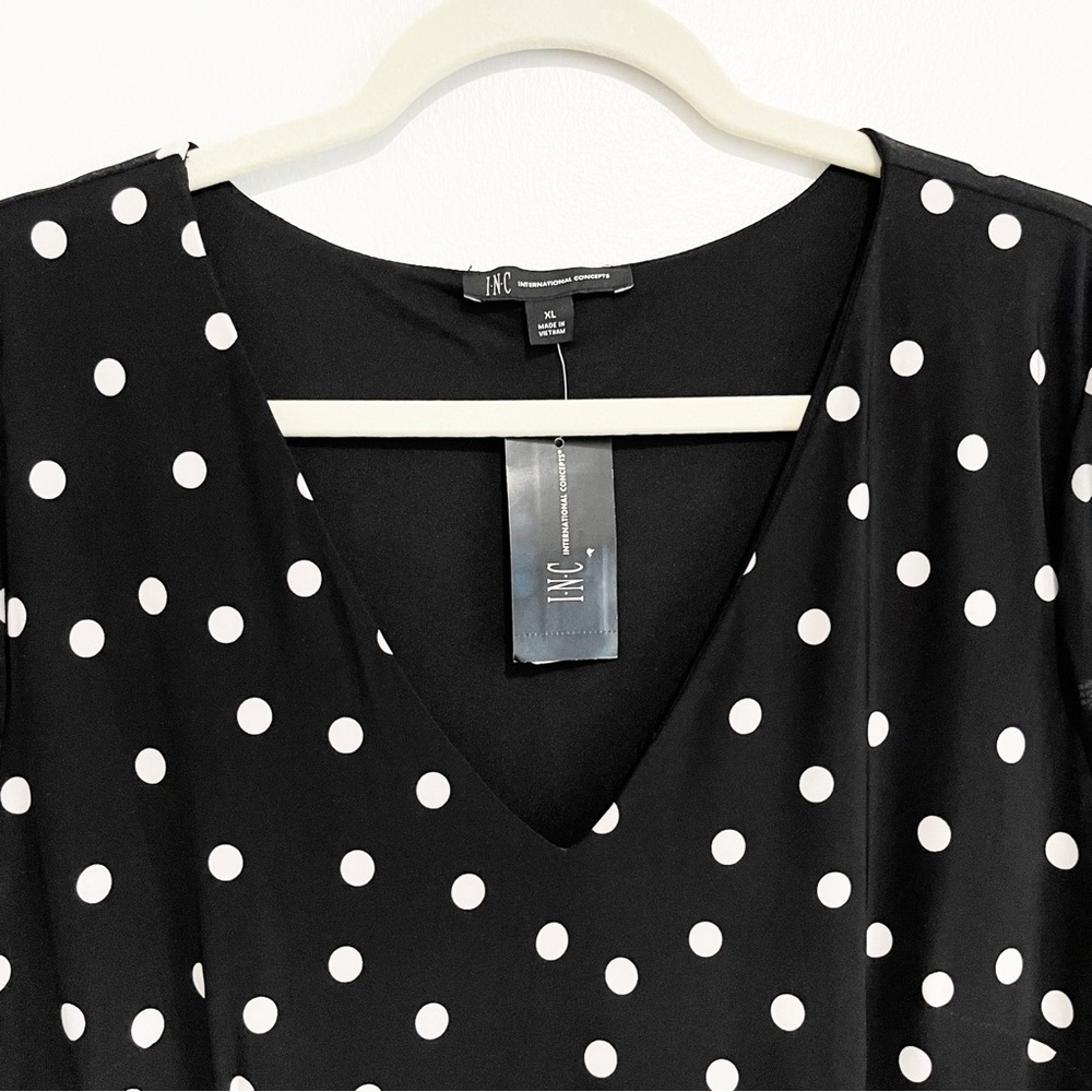 NWT Inc International Concepts Women's Black White Polka Dot Shift Dress Size XL - Picture 3 of 7